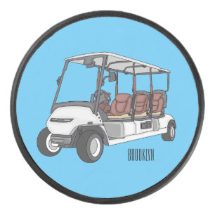 Golf cart / golf buggy cartoon illustration hockey puck