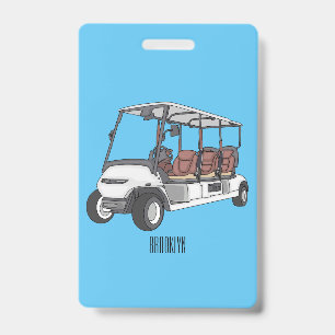 Golf cart / golf buggy cartoon illustration ID badge