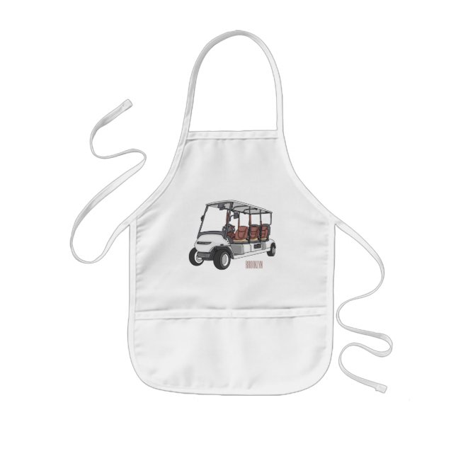 Golf cart / golf buggy cartoon illustration kids apron (Front)