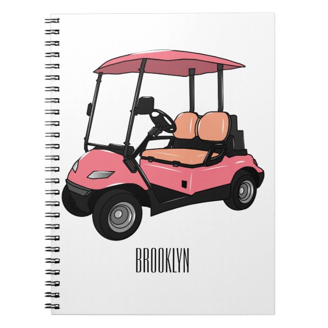 Golf cart / golf buggy cartoon illustration notebook (Front)