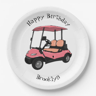 Golf cart / golf buggy cartoon illustration paper plate