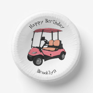 Golf cart / golf buggy cartoon illustration paper plate
