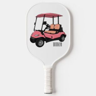 Golf cart / golf buggy cartoon illustration pickleball paddle