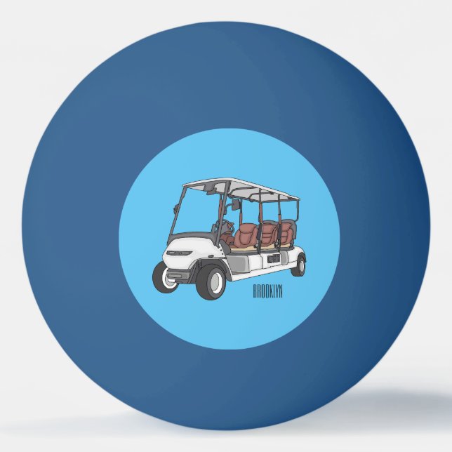Golf cart / golf buggy cartoon illustration  ping pong ball (Front)