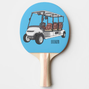 Golf cart / golf buggy cartoon illustration ping pong paddle