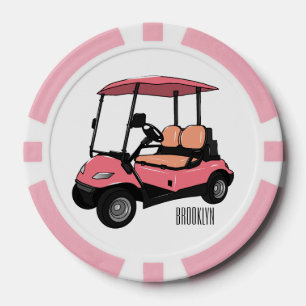 Golf cart / golf buggy cartoon illustration poker chips