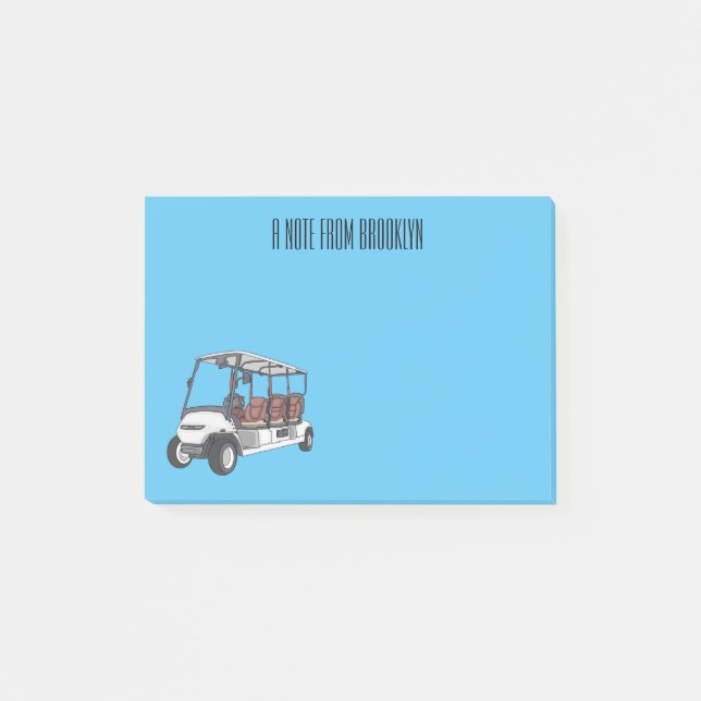 Golf cart / golf buggy cartoon illustration  post-it notes (Front)