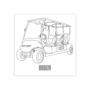 Golf cart / golf buggy cartoon illustration  rubber stamp