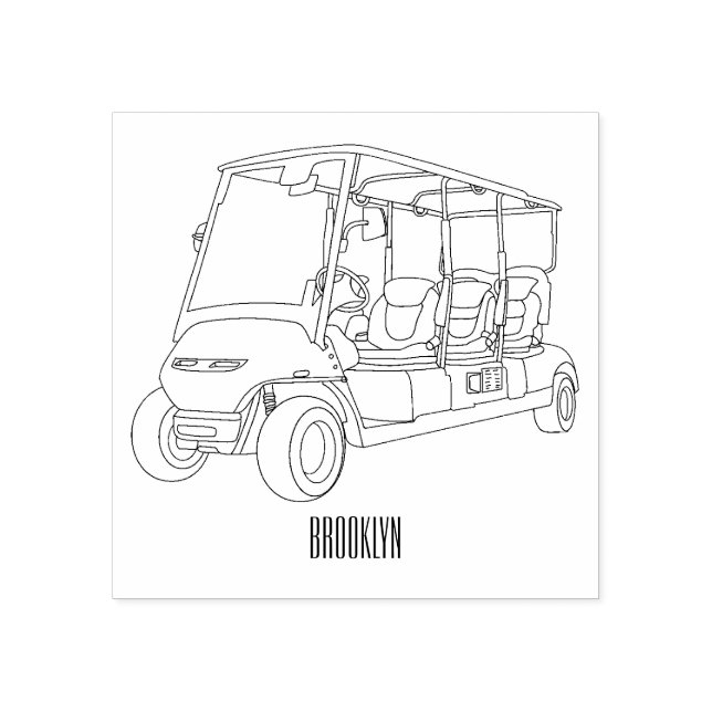 Golf cart / golf buggy cartoon illustration  rubber stamp (Imprint)