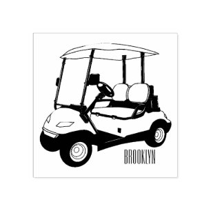 Golf cart / golf buggy cartoon illustration rubber stamp