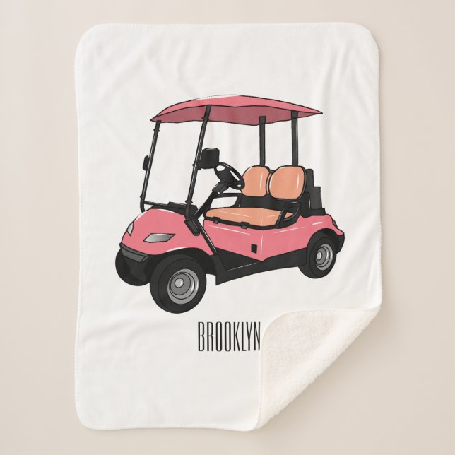 Golf cart / golf buggy cartoon illustration sherpa blanket (Front)
