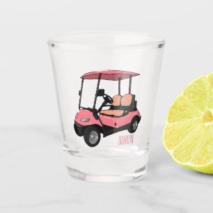 Golf cart / golf buggy cartoon illustration shot glass