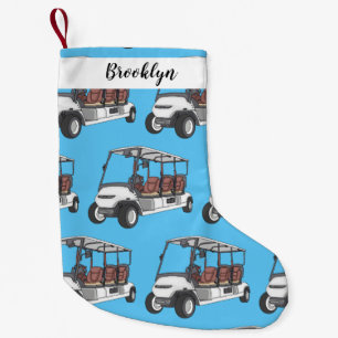 Golf cart / golf buggy cartoon illustration  small christmas stocking