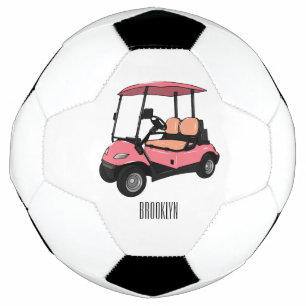 Golf cart / golf buggy cartoon illustration soccer ball