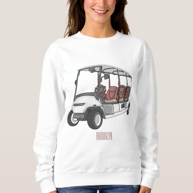 Golf cart / golf buggy cartoon illustration  sweatshirt (Front)