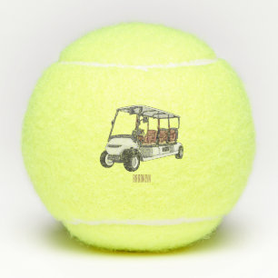 Golf cart / golf buggy cartoon illustration tennis balls
