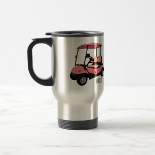Golf cart / golf buggy cartoon illustration travel mug