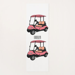 Golf cart / golf buggy cartoon illustration yoga mat