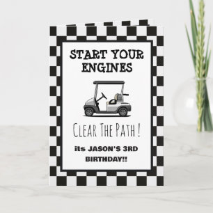 Golf Cart Green Fairway Boys Birthday invitation