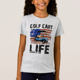 Golf Cart Life Funny Golf Cart With Usa Flag T-Shirt