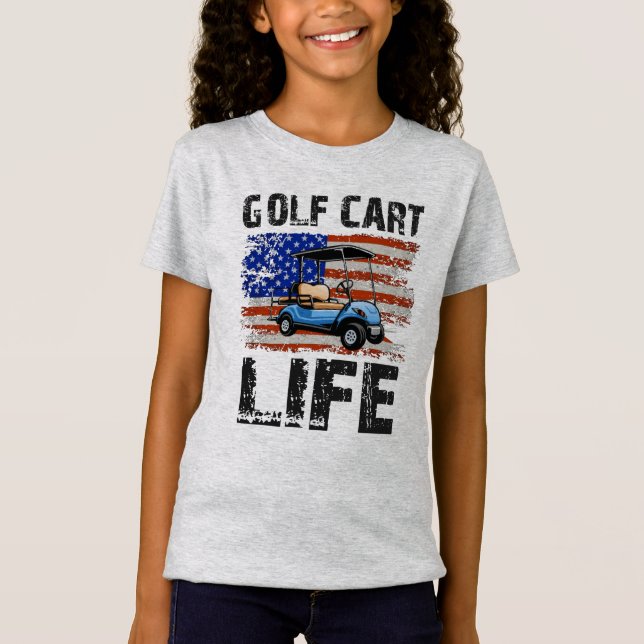 Golf Cart Life Funny Golf Cart With Usa Flag   T-Shirt (Front)