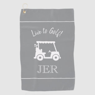 Golf Cart Live to Golf Monogrammed Grey Grey Towel