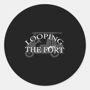 Golf cart looping the fort camping fun classic round sticker