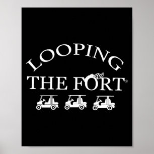 Golf cart looping the fort camping fun premium poster