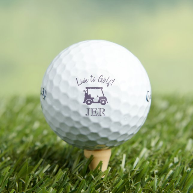 Golf Cart Monogram Initials Live to Golf Purple Balls (Insitu Tee)