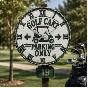 Golf Cart Parking Only Funny Golf Gift Large Clock