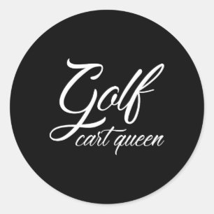 Golf Cart Queen Female Golfer  Classic Round Sticker