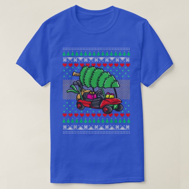 Golf Cart Ugly Christmas SweaterGolf Christmas Gif T-Shirt (Design Front)