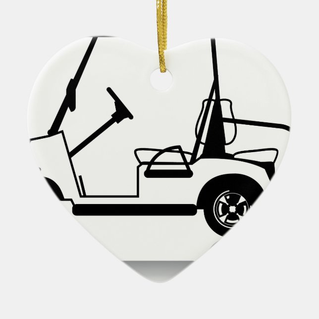 Golf Cart white Ceramic Tree Decoration (Front)