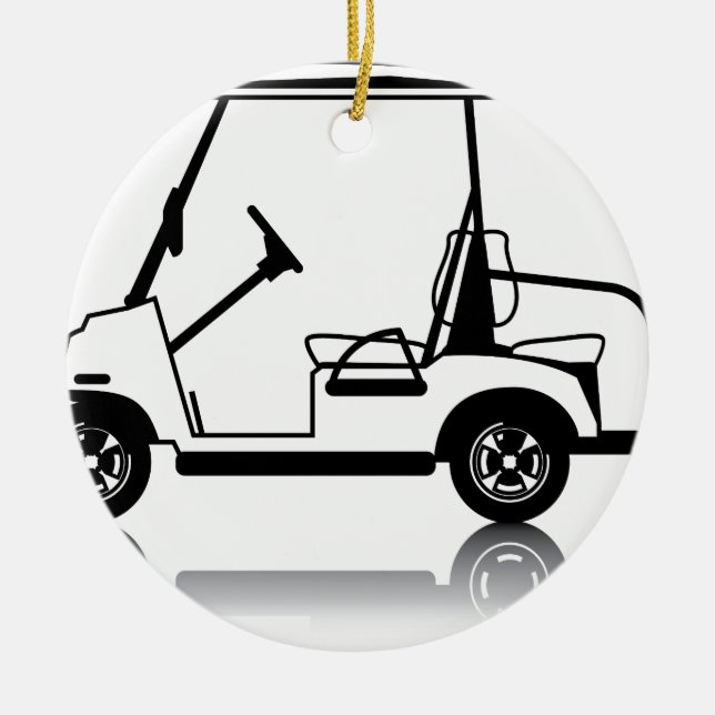 Golf Cart white Ceramic Tree Decoration (Front)