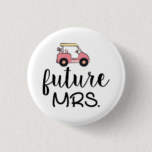 Golf cart with Bride future mrs on white wedding  3 Cm Round Badge