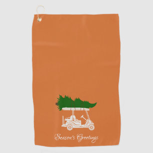 Golf Cart with Christmas Tree Christmas Orange Golf Towel
