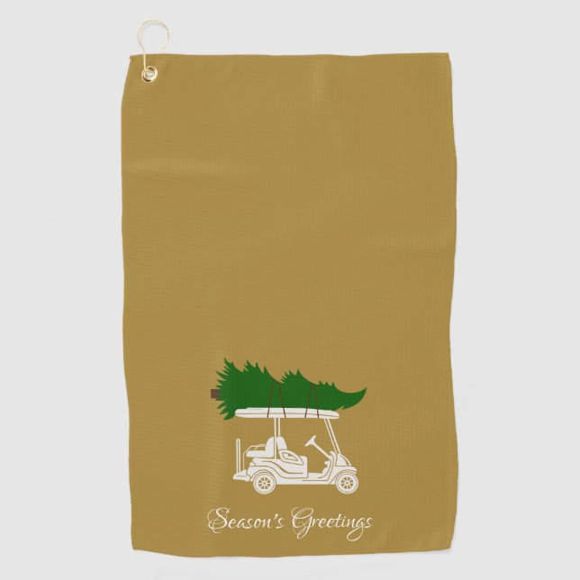 Golf Cart with Christmas Tree | Gold Towel (Front)