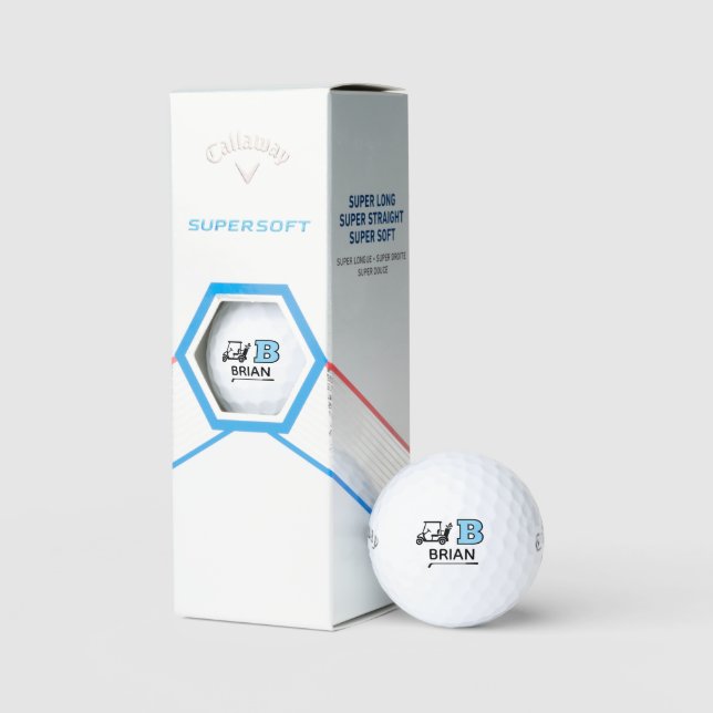 Golf-Cart with Custom Blue Initial Mark  Golf Balls (Packaging)