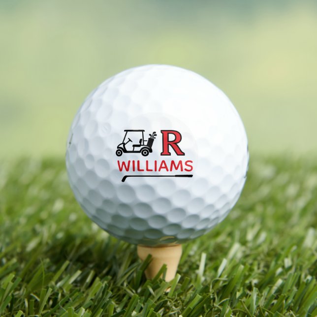 Golf Cart with Custom R Initial Mark Balls (Insitu Tee)