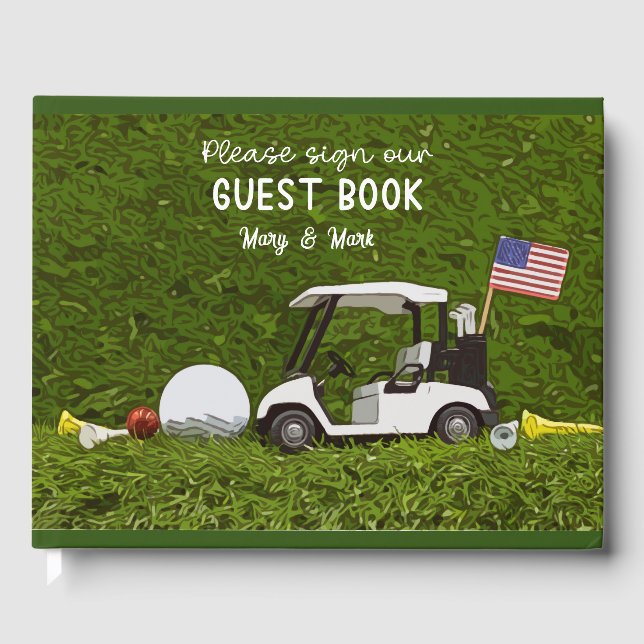 golf cart with flag of America Guest Book (Front)