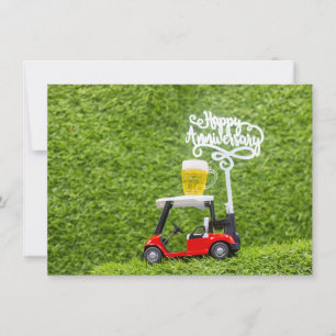 Golf Cart with Happy Anniversary to golfer Card