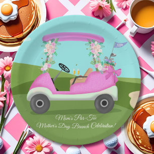 Golf Cart With Mimosas Mother's Day Brunch Paper Plate