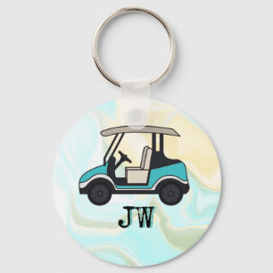 Golf Cart with Monogram for golfer   Key Ring