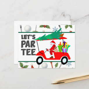  Golf cart with Santa Claus Let Par Tee Golfer   Postcard