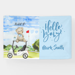 Golf Cart with text Hello Baby for Boy golfer Banner
