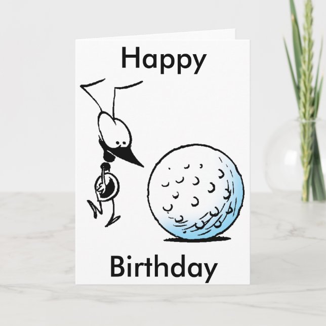 Golf Cartoon Happy Birthday Card (Front)