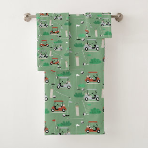 Golf Carts Modern Golfer Golf Theme Bath Towel Set