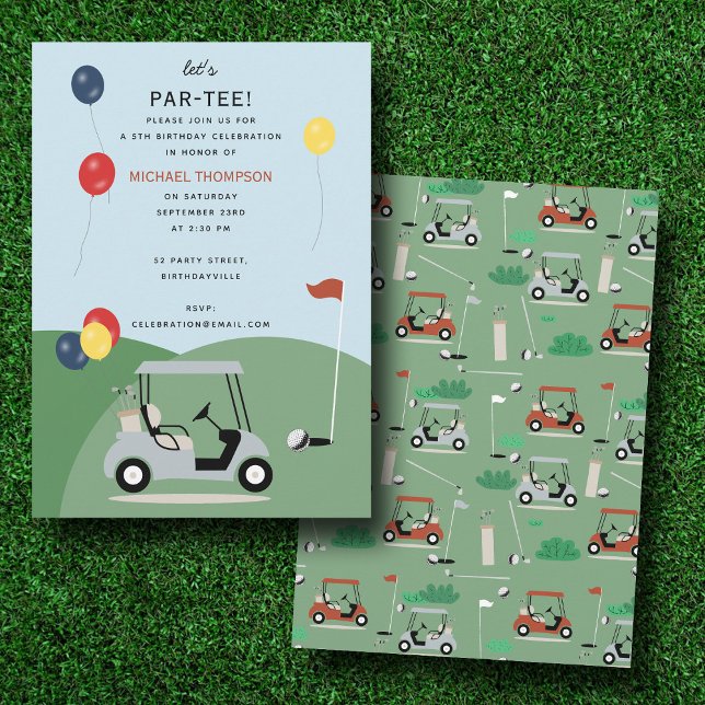 Golf Carts Modern Golfer Golf Theme Kids Birthday Invitation (Golf Carts Modern Golfer Golf Theme Kids Birthday Invitation)