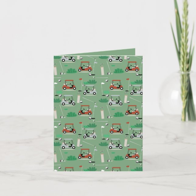 Golf Carts Modern Golfer Golf Theme Pattern Card (Front)