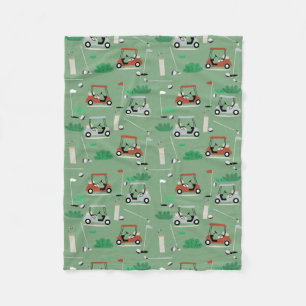 Golf Carts Modern Golfer Golf Theme Pattern Fleece Blanket